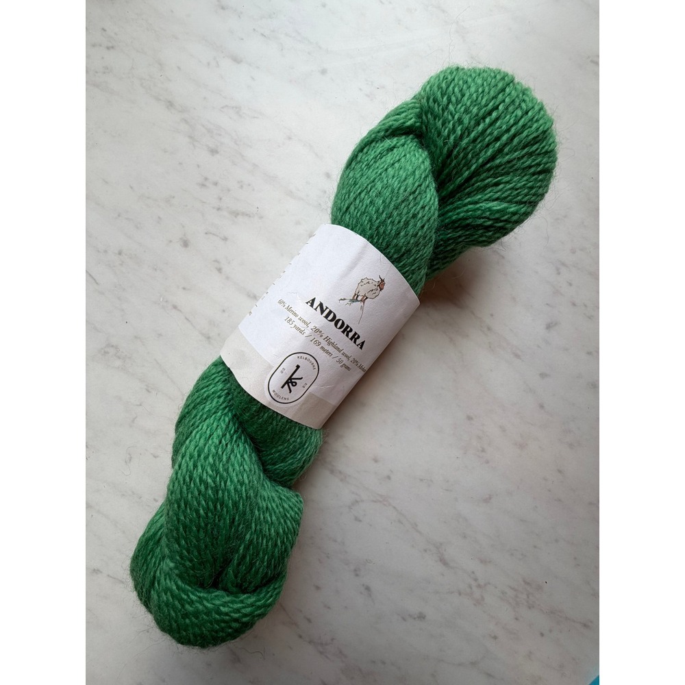 Kelbourne Woolens Andorra Yarn Kelly Green‎ 185 Yards Wool Mohair Colorwork